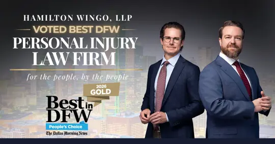 Plaintiff’s Firm Hamilton Wingo Earns Top People's Choice Award as Dallas/Fort Worth’s Best Personal Injury Law Firm