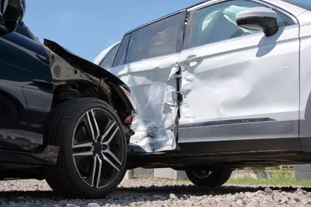 Two cards involved in a t-bone car accident in Texas