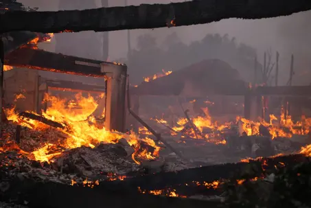 apartment building on fire